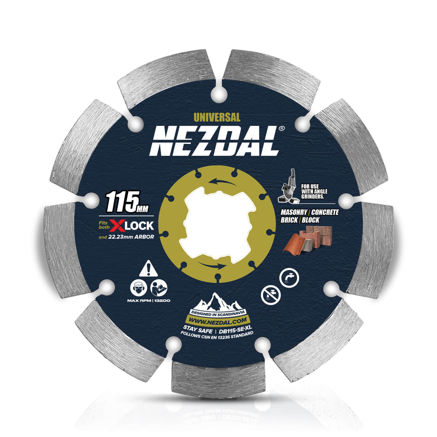 115 mm kapskiva med diamantklinga för vinkelslipmaskiner för kapning av betong, takpannor, tegel, kakel etc.