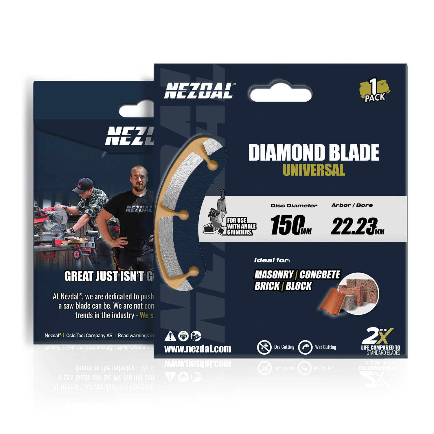 150mm | Betong, Takpannor, Marksten | Universal | 22.23mm | Vinkelslip