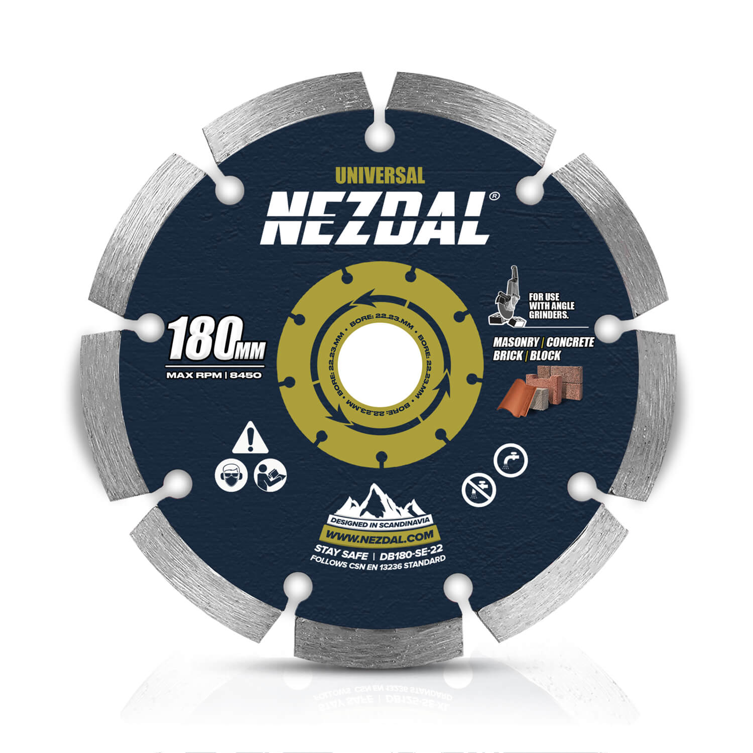 180mm kapskiva med diamantklinga för vinkelslipmaskiner för kapning av betong, takpannor, tegel, kakel etc.