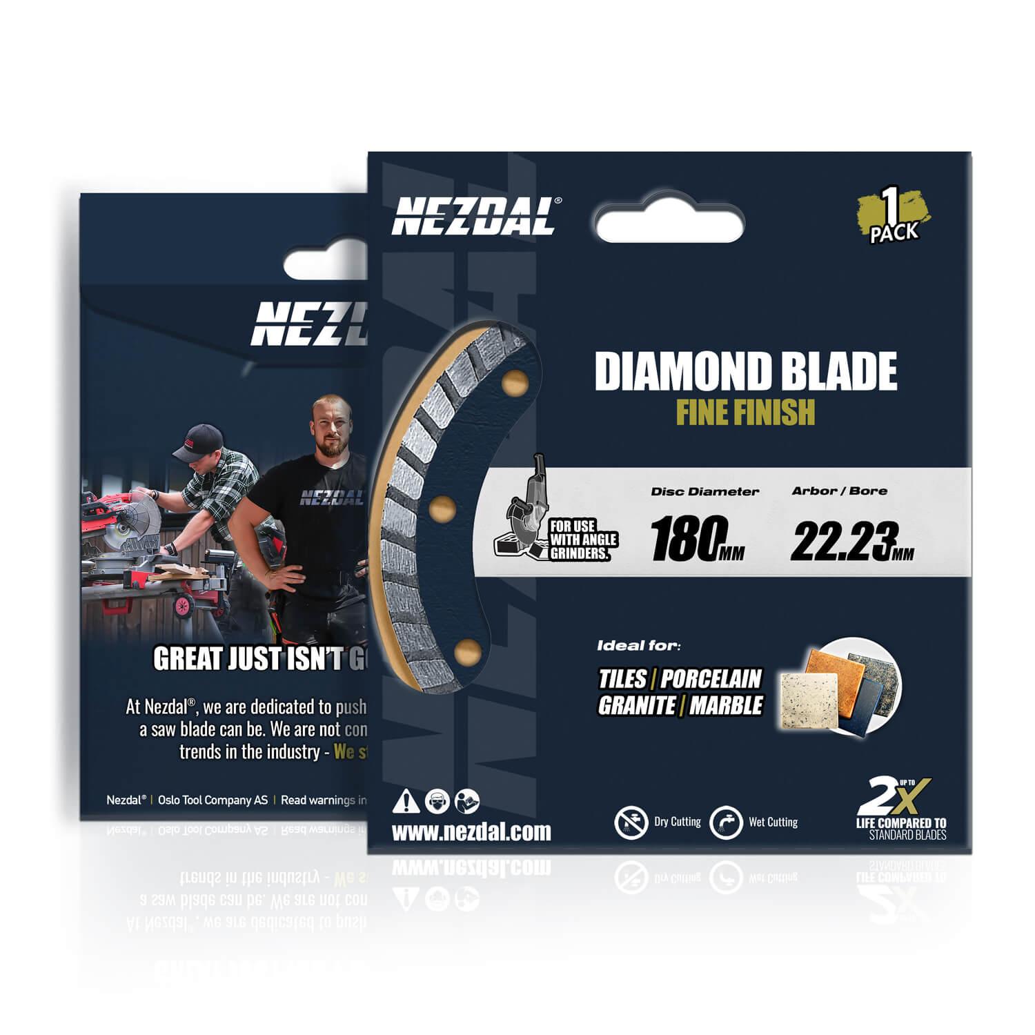 180mm | Kakel, Marmor, Granit | Fin snittkvalitet | 22.23mm | Vinkelslip