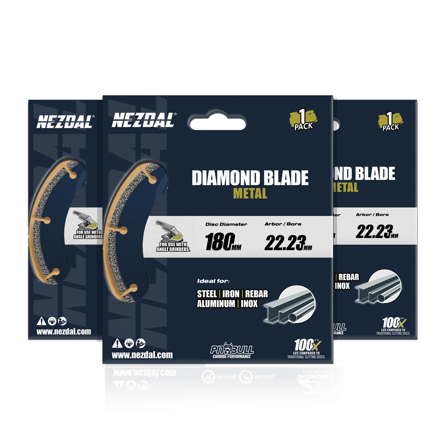 180mm | Metall | 100X livslängd | 22,23mm | 3 st | Vinkelslip