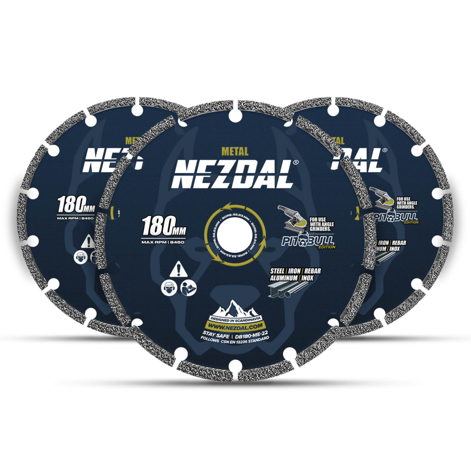 3 st 180mm diamantkapskivor för vinkelslipar för metall, stål, armeringsjärn, koppar etc.