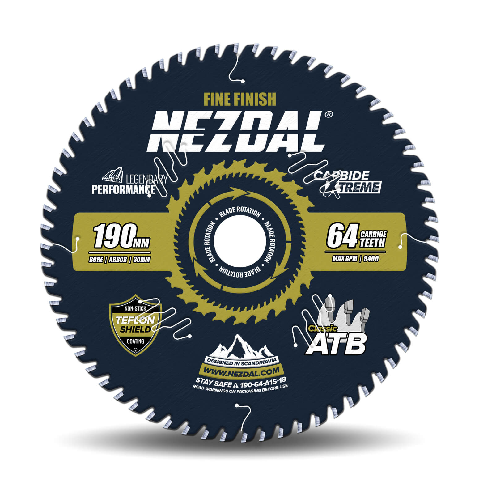 190mm | 64 Tänder | Superfin snittkvalitet | 30 mm centrumhål | Sågklinga