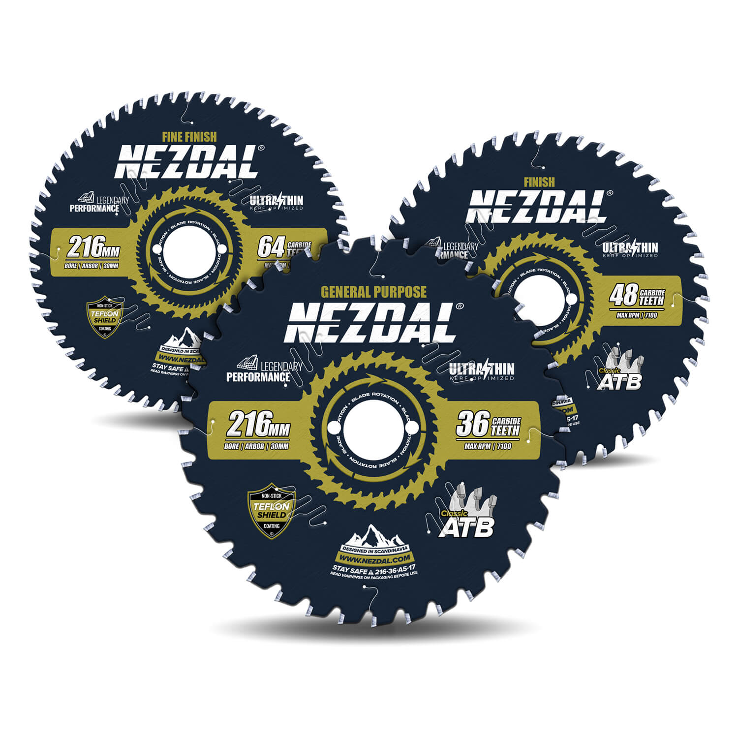 216mm Trio | 36, 48, 64 Tenner | Blixtsnabb kapning, Allmän användning, Fin snittkvalitet | Ultratunn Skärbredd | Perfekt för batterisåg