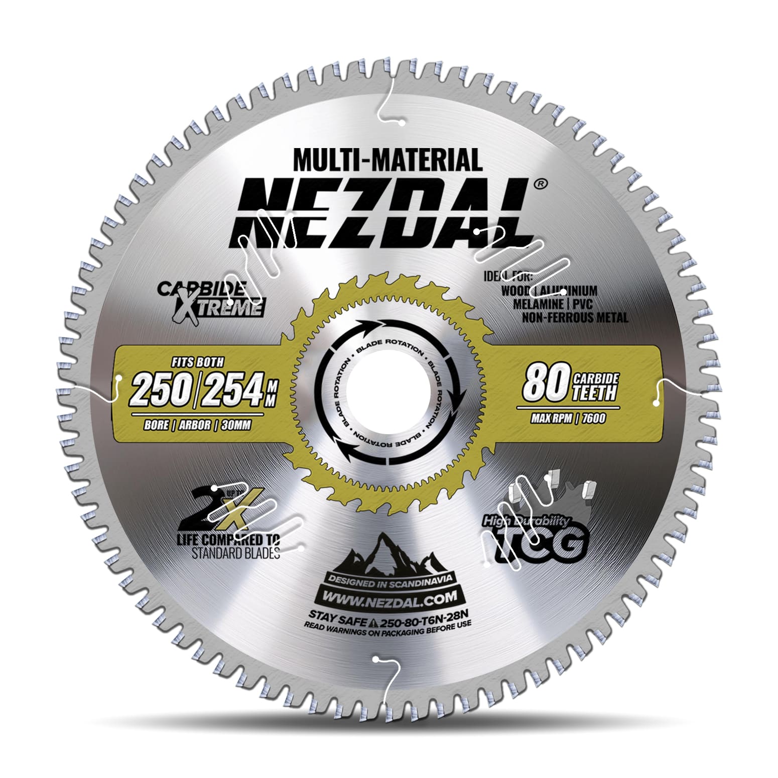 250mm | 80 Tänder | Multi-Material | Fin snittkvalitet | Sågklinga