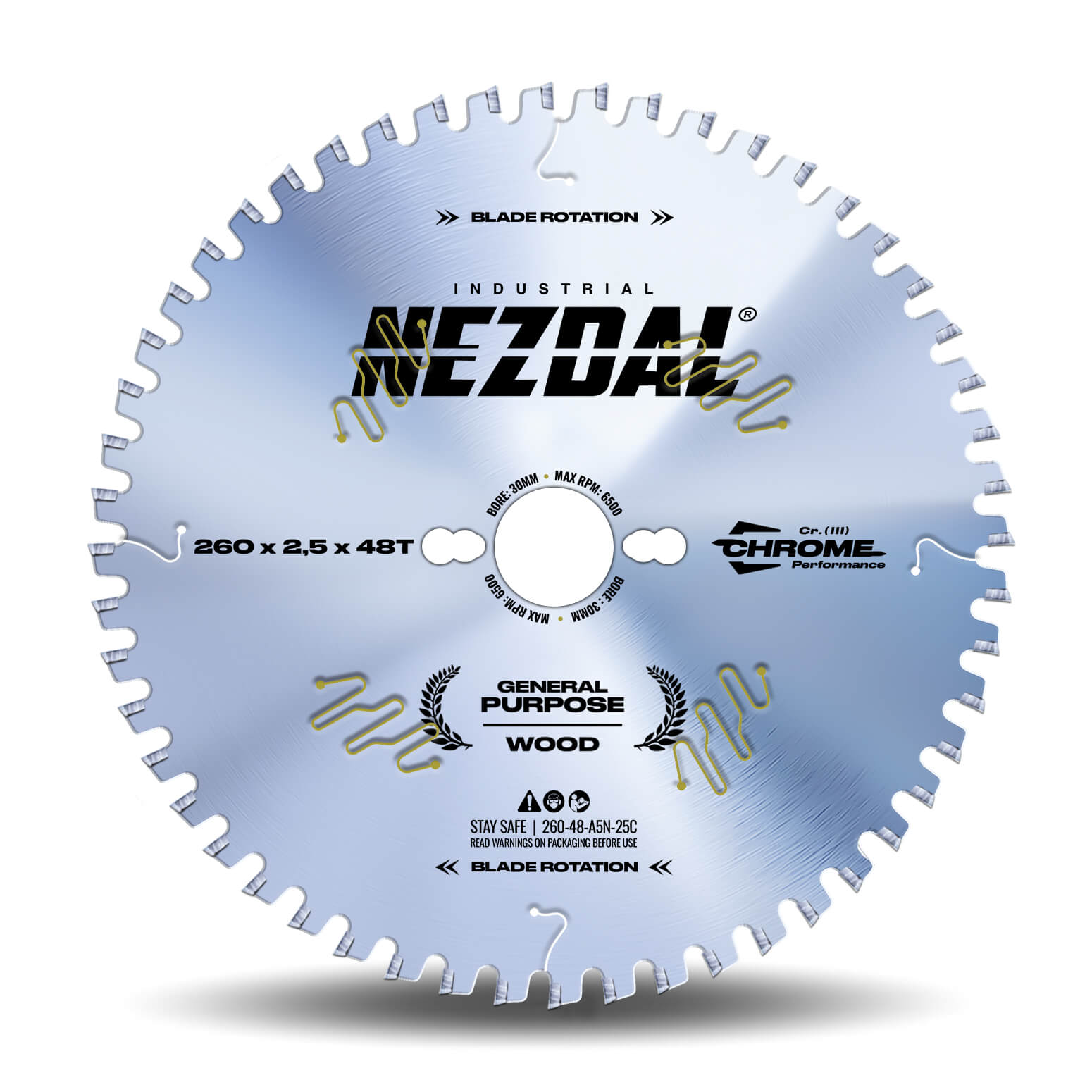 260mm | 48 tänder | Allmän användning, Blixtsnabb sågning | Industriell kvalitet | Sågklinga