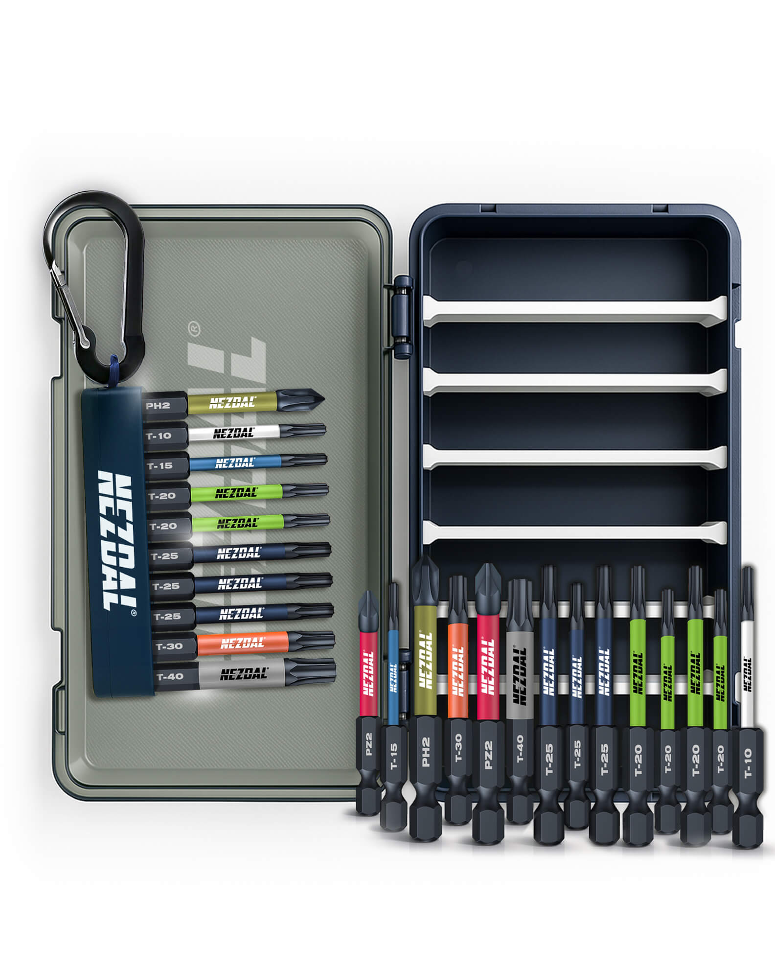 Allroundern BW Edition | 24 Bits + Karbinhållare + Låda | 60mm längd | Färgkodade | Exact passform | Magnetisk | För Slagskruvdragare & Borrskruvdragare