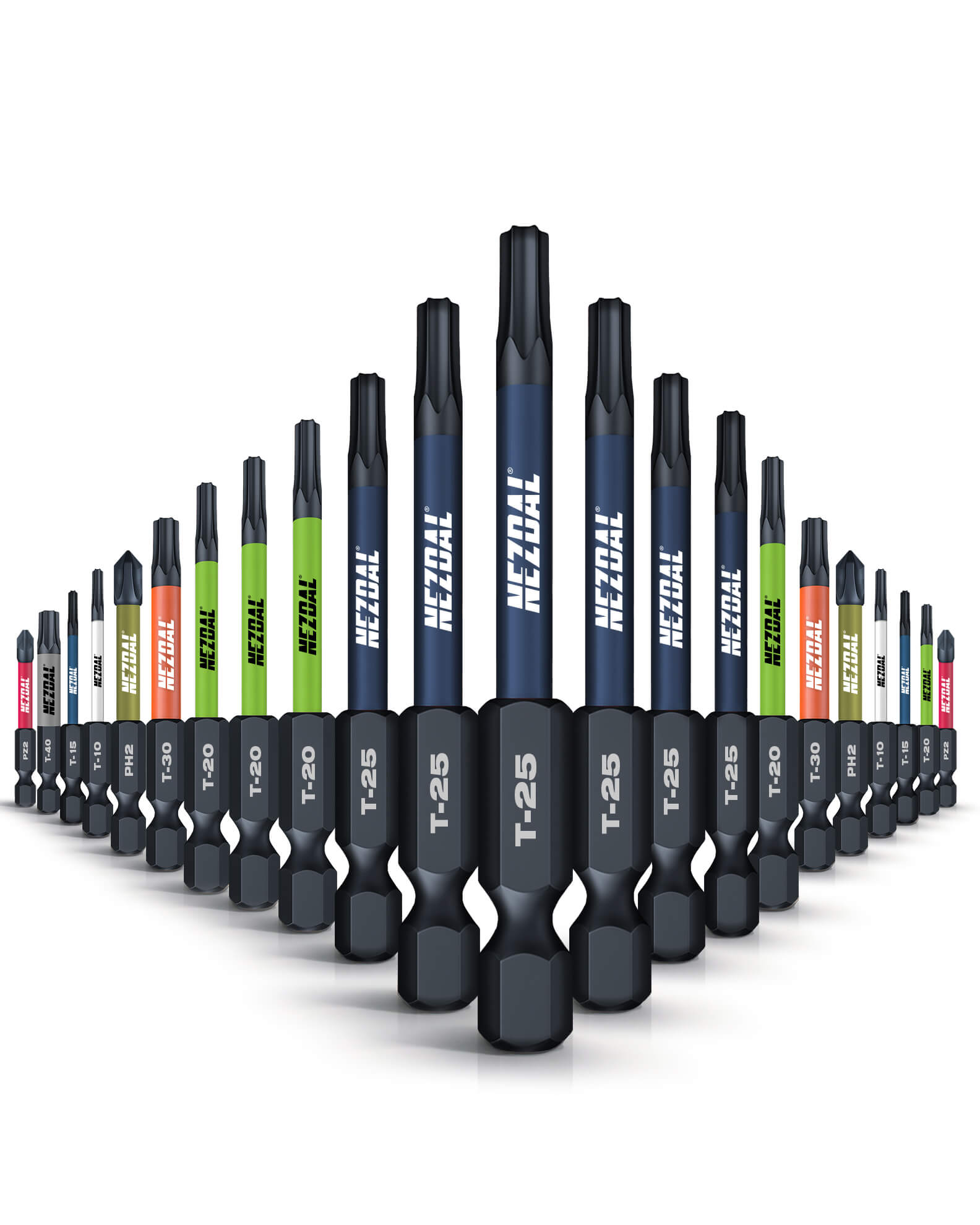 Allroundern XL | 24 Bits + Låda | 60mm längd | Färgkodade | Exact passform | Magnetisk | För Slagskruvdragare & Borrskruvdragare