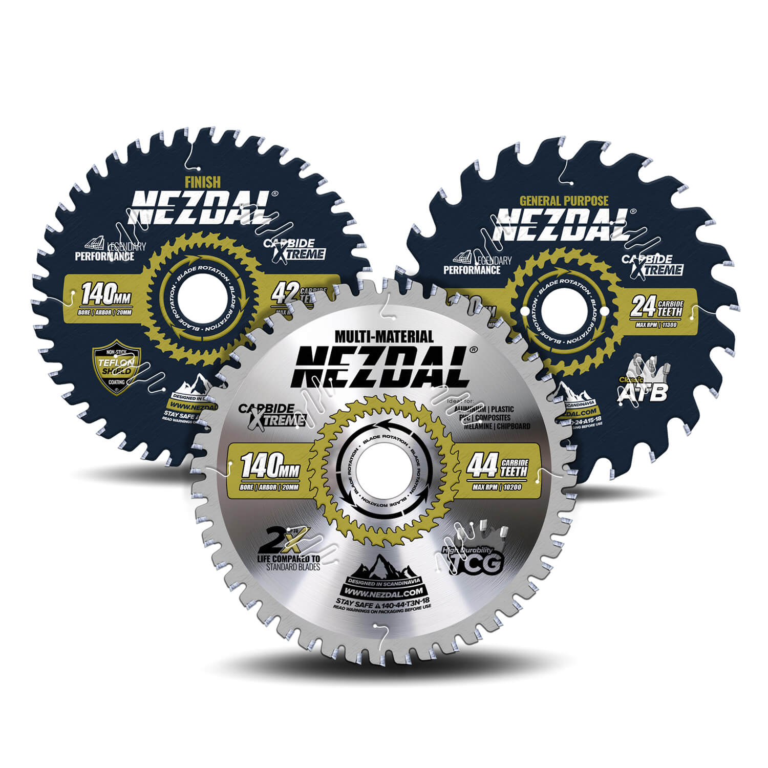 140mm Trio | 24, 42, 48 Tänder | Allmän användning, Finish, Multi-Material | Sågklingor