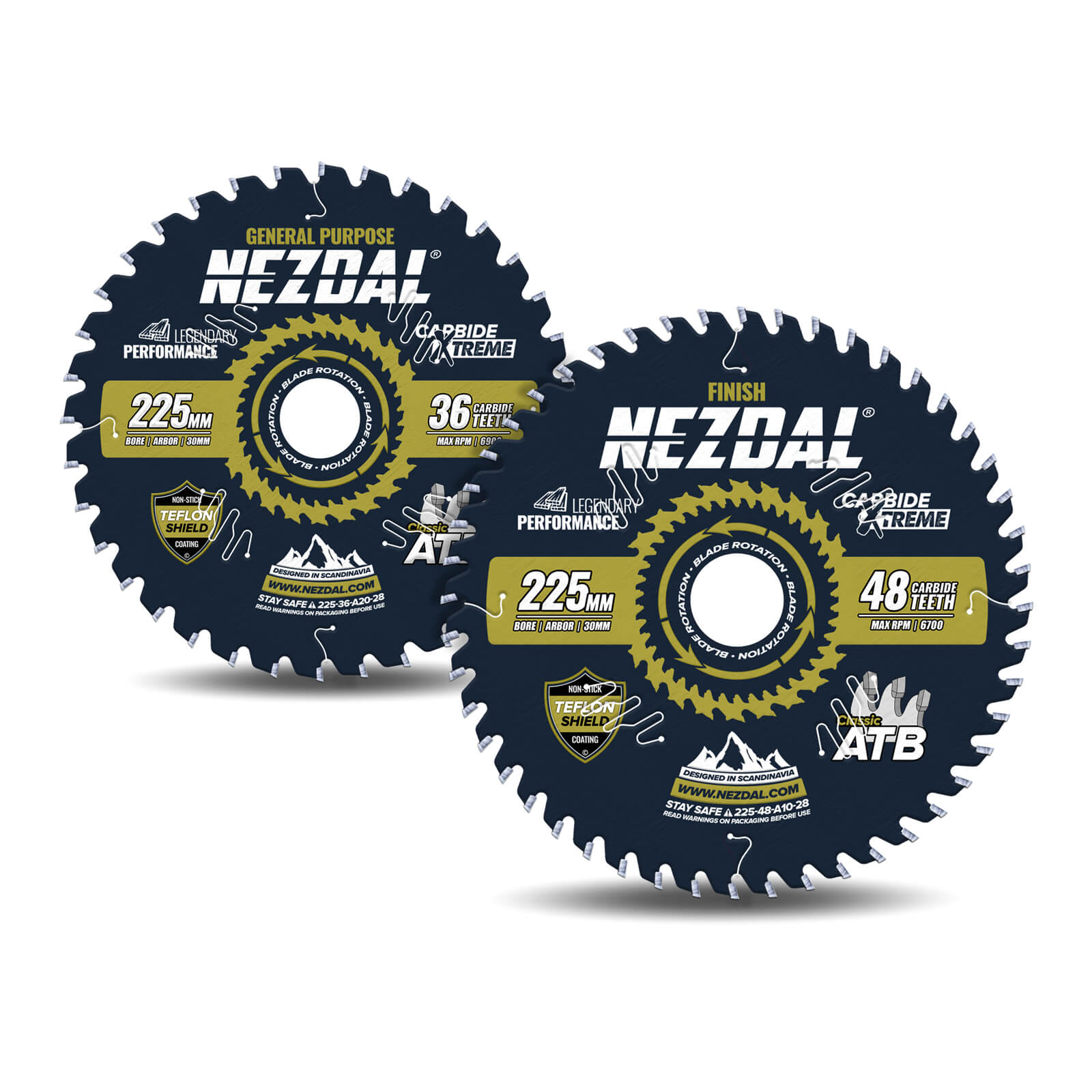 225mm Duo | 36, 48 Tänder | Allmän användning, Fin snittkvalitet | Bordsåg