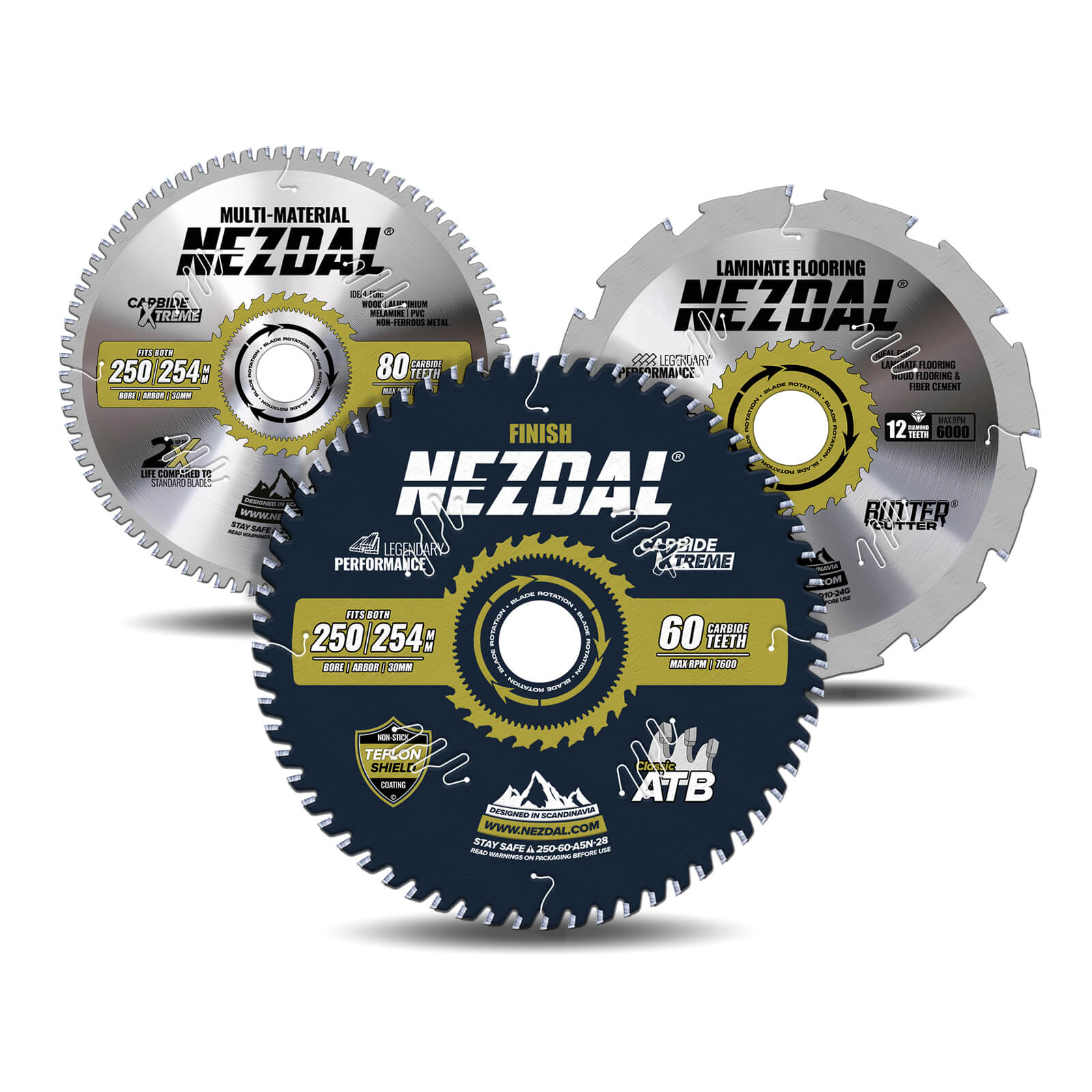 250mm Trio | 60, 80, 12 Tänder | Allround/Finish, Multi-Material, Laminatgolv | Kap/gersåg