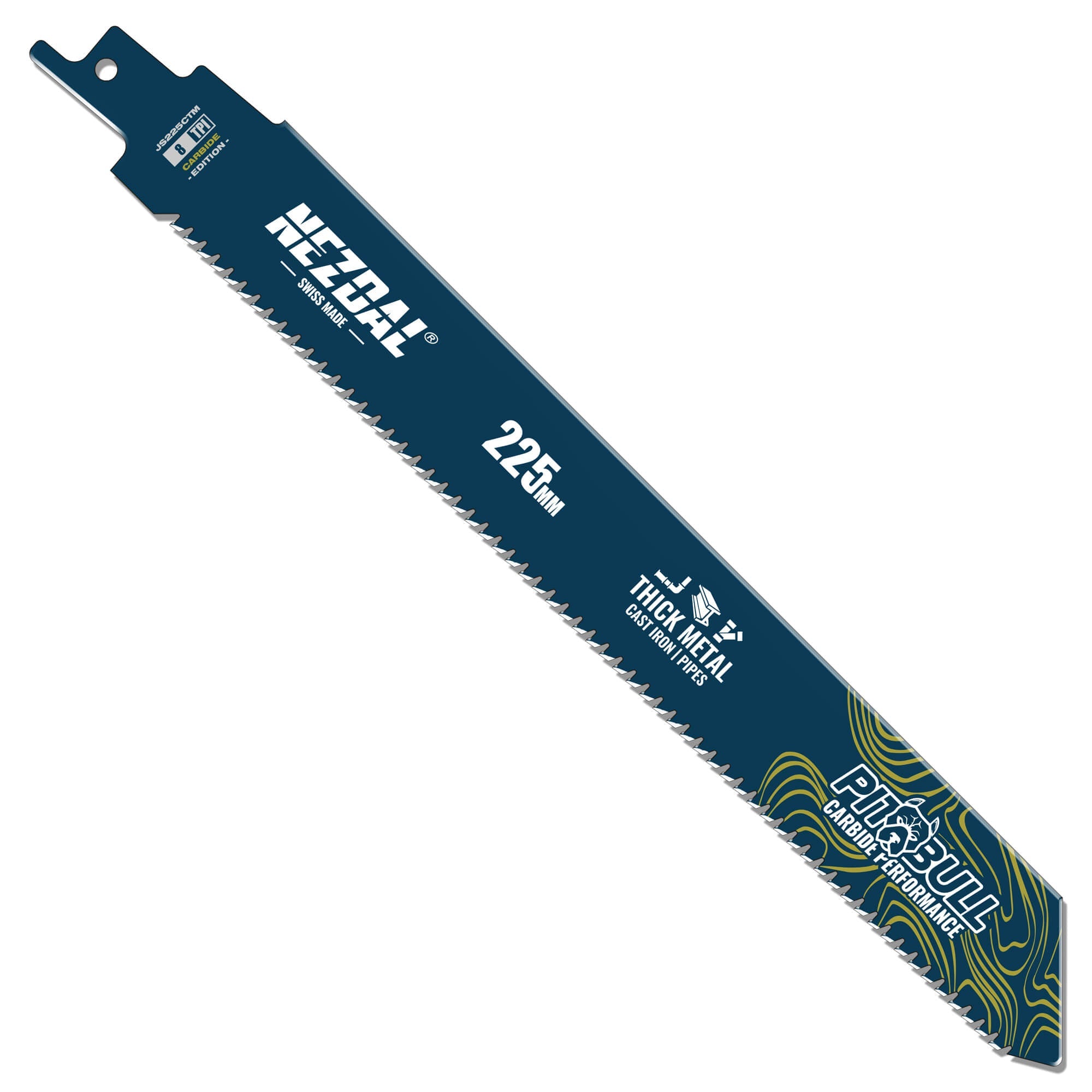 225 mm tigersågblad för tjock metall med tänder av hårdmetall