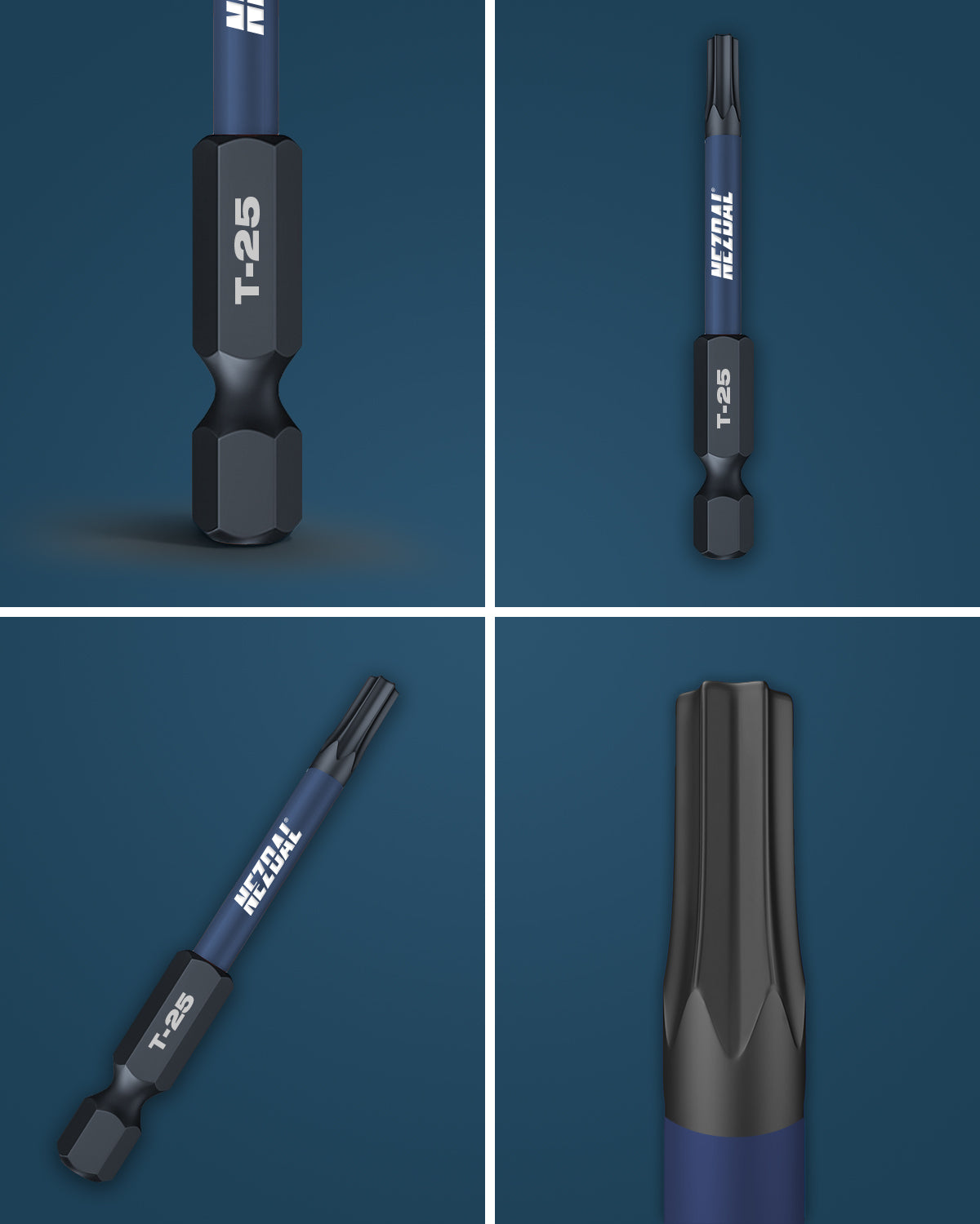 T25 | Bits | 60mm längd | Färgkodade | Exact passform | Magnetisk | För Slagskruvdragare & Borrskruvdragare | 5 st