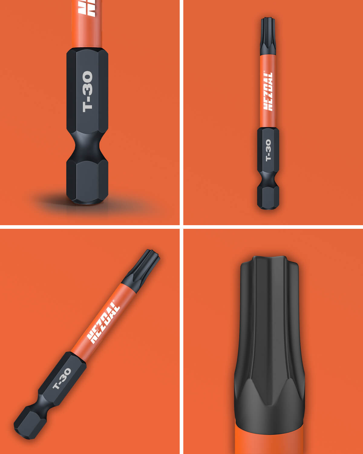 T30 | Bits | 60mm längd | Färgkodade | Exact passform | Magnetisk | För Slagskruvdragare & Borrskruvdragare | 2 st