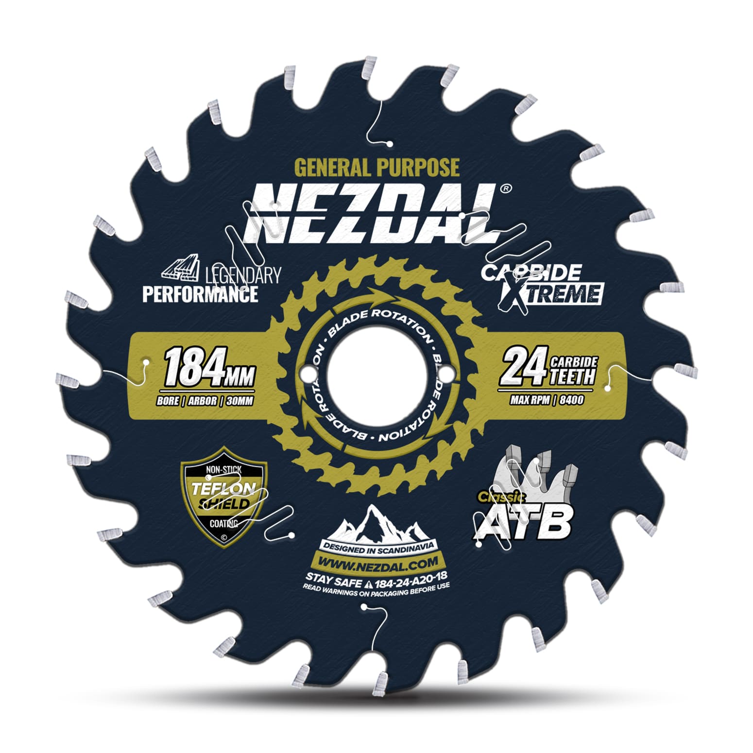 184mm circular saw blade for general purpose cuts in wood