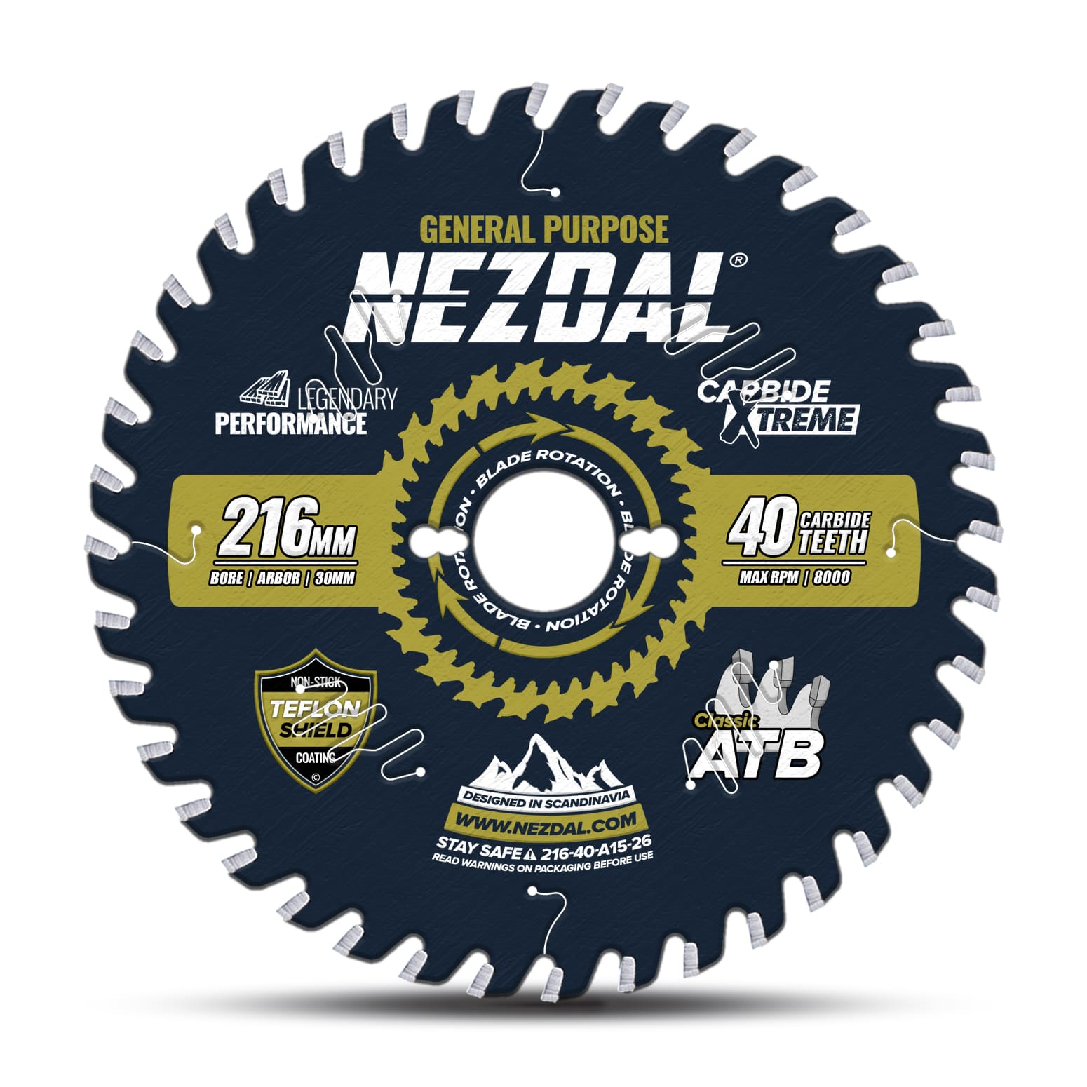 216mm table saw blade with 40 teeth for wood applications