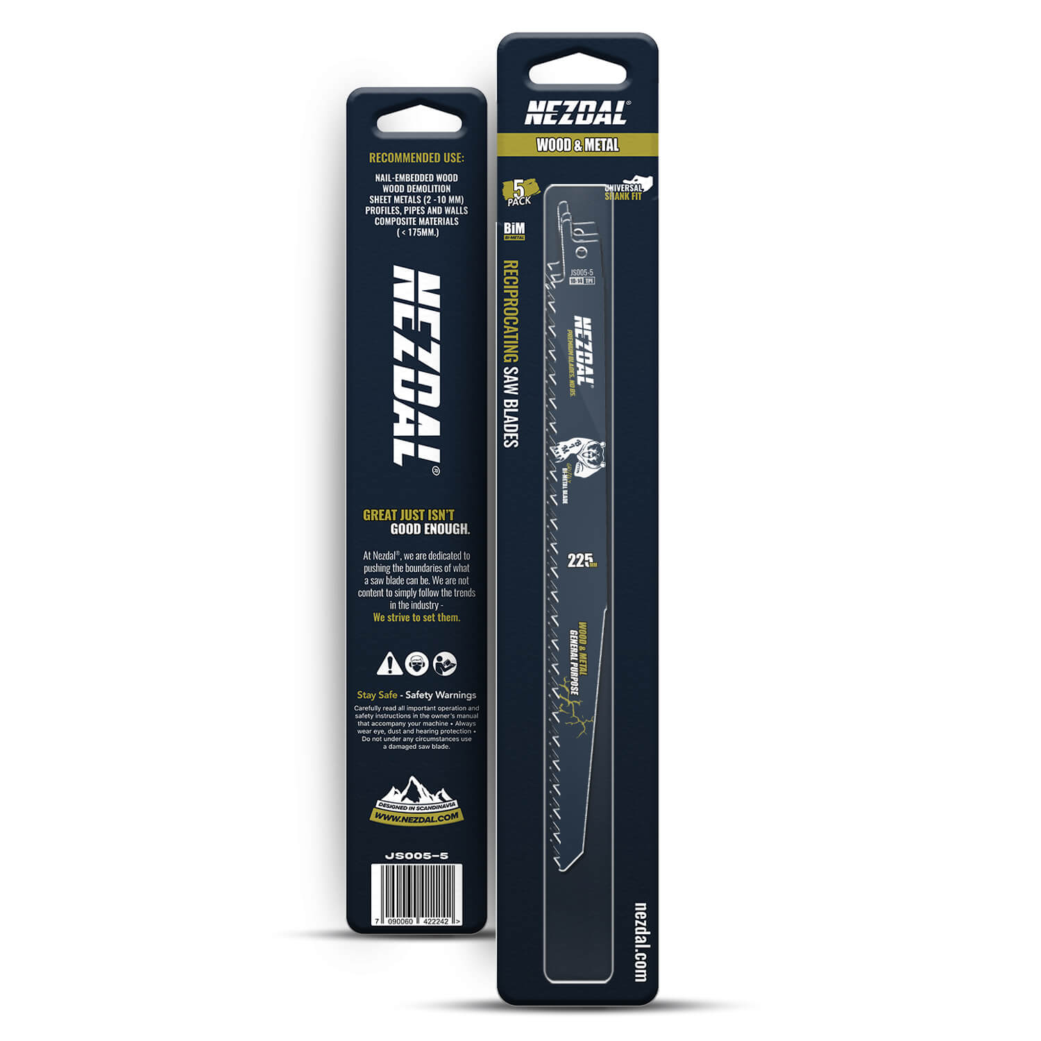 225mm | Multi-Material | Trä och Metall | Tigersågblad | 5 st