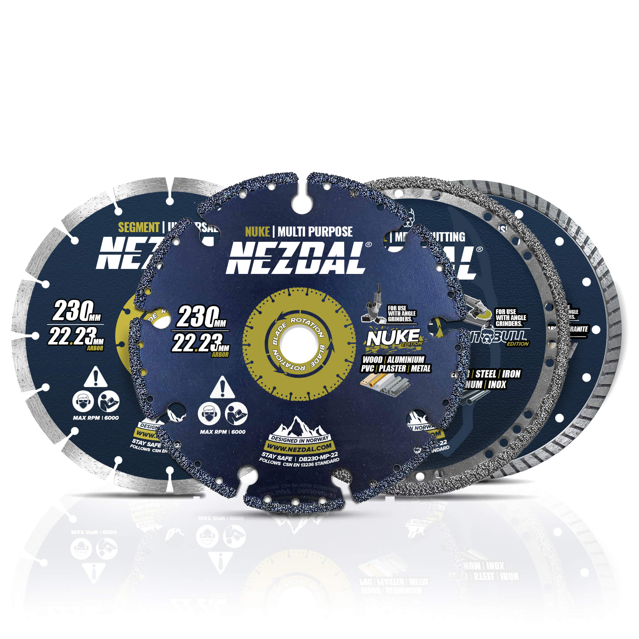 230mm 4-pack diamantklingor för vinkelslipar med ett brett användningsområde