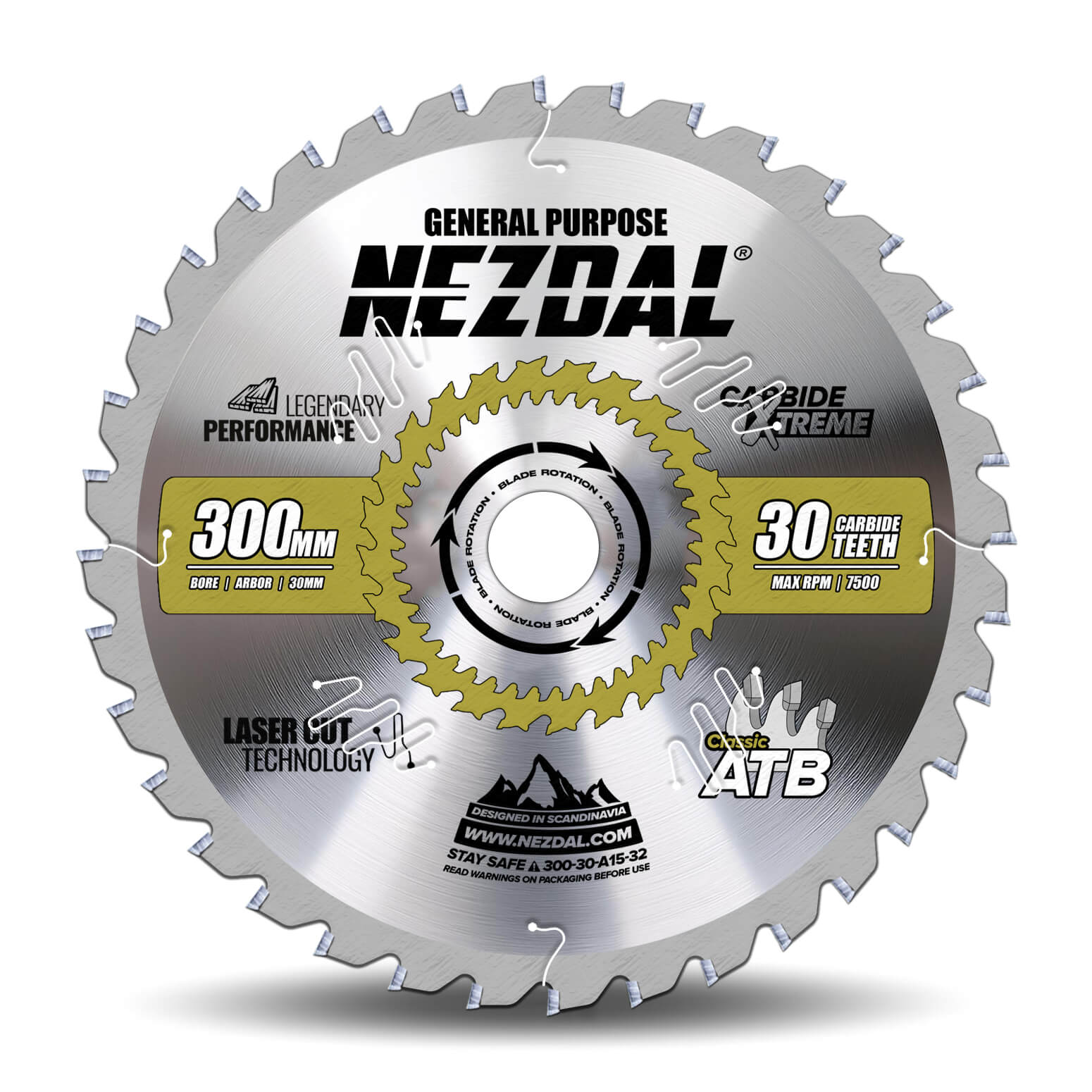 300mm sagblad med 30 tenner på hvit bakgrunn. Passer blant annet til Ernex gjerdesag 1203