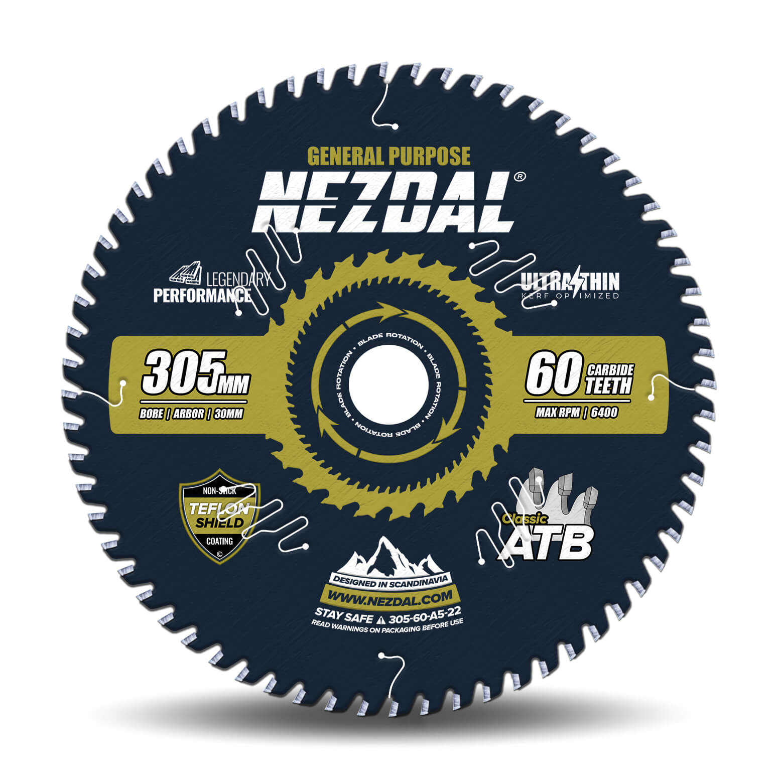 305mm | 60 Tänder | Allmän Användning | Ultratunn skärbredd | Perfekt för batterisåg