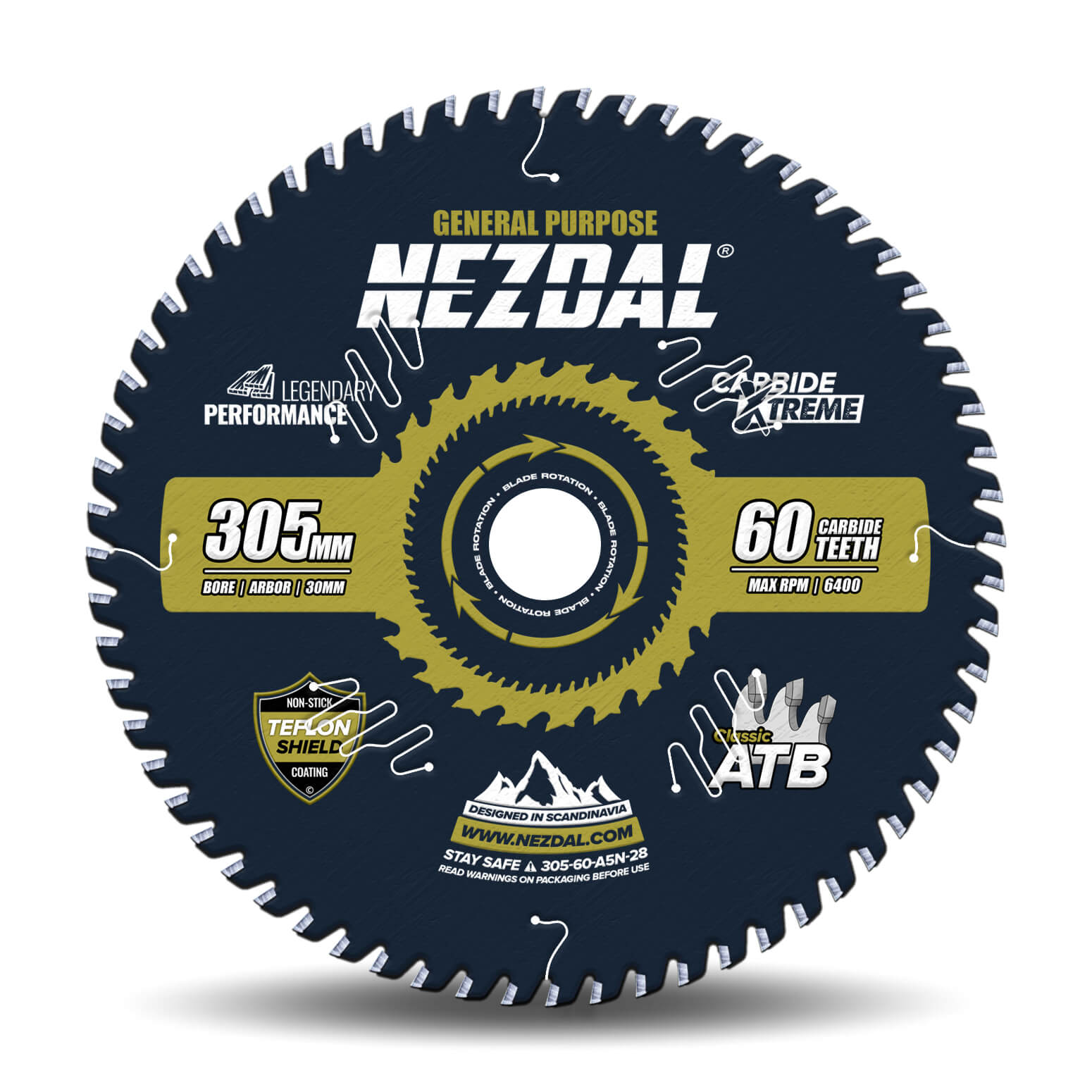 305mm | 60 Tänder | Allmän användning, Fin snittkvalitet | Kap/gersåg