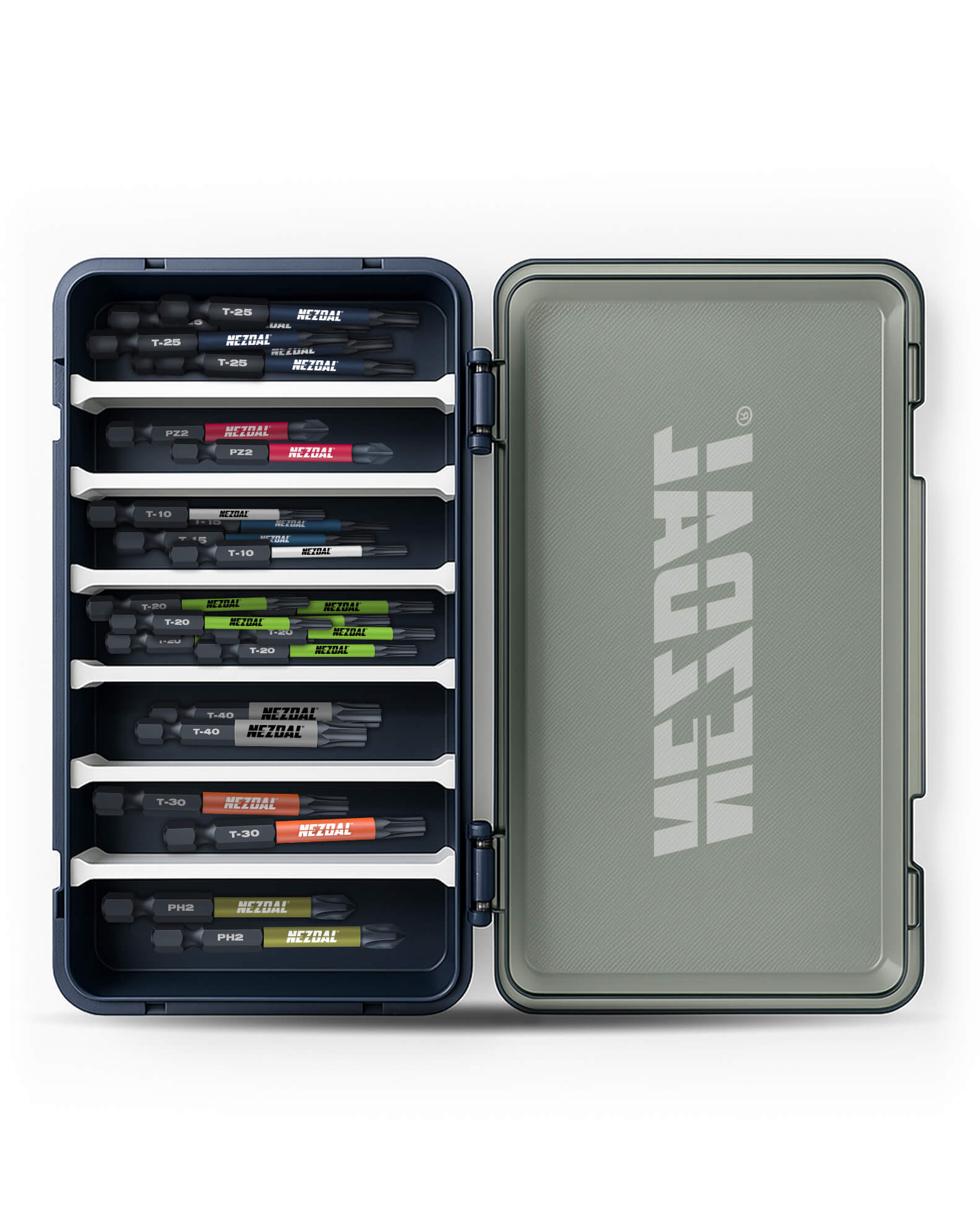 Allroundern XL | 24 Bits + Låda | 60mm längd | Färgkodade | Exact passform | Magnetisk | För Slagskruvdragare & Borrskruvdragare