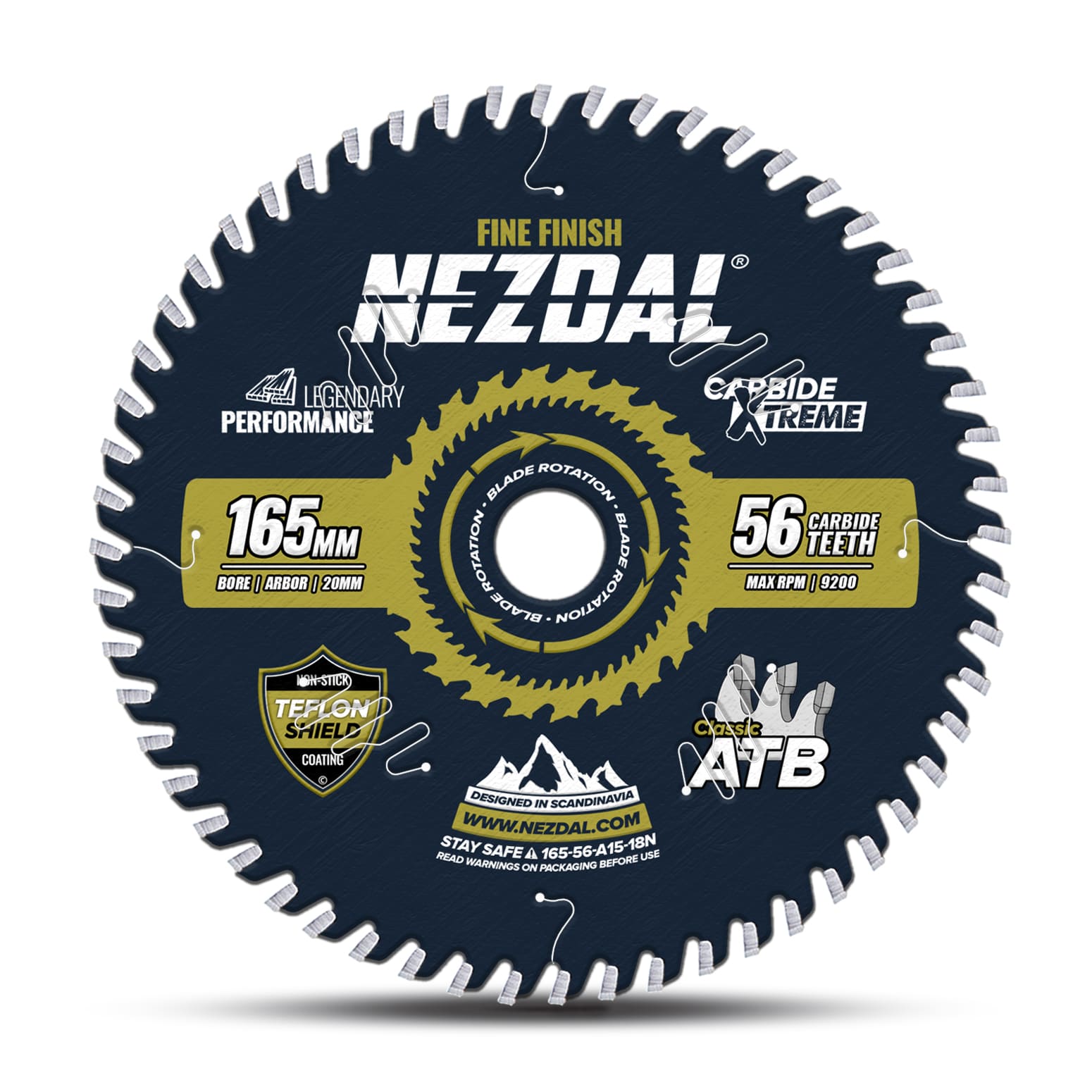 165mm circular saw blade with 56 teeth for fine finish in wood