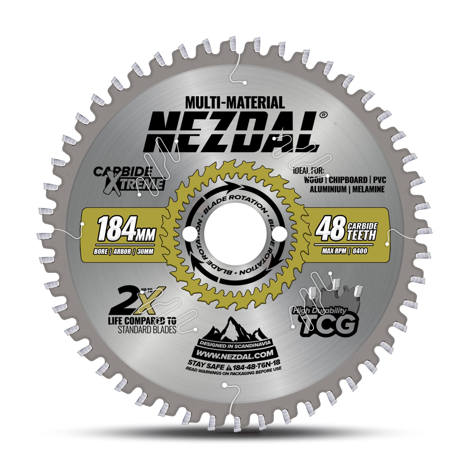 184mm saw blade with 48 teeth for multi-material cuts